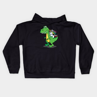 Cute Dinosaur and Unicorn/Pony with Rainbow Colors Kids Hoodie